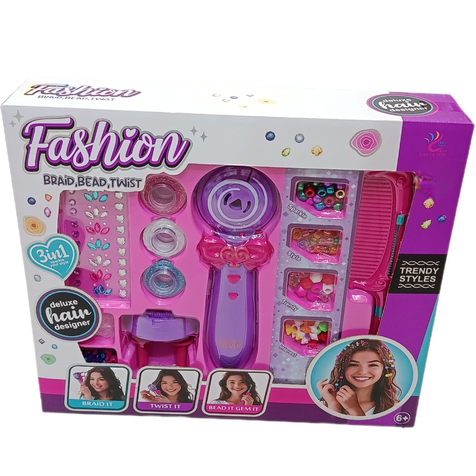 3-in-1 Deluxe Hair Designer Kit – Braid, Bead & Twist with Gems – Model 8660 Secondary image