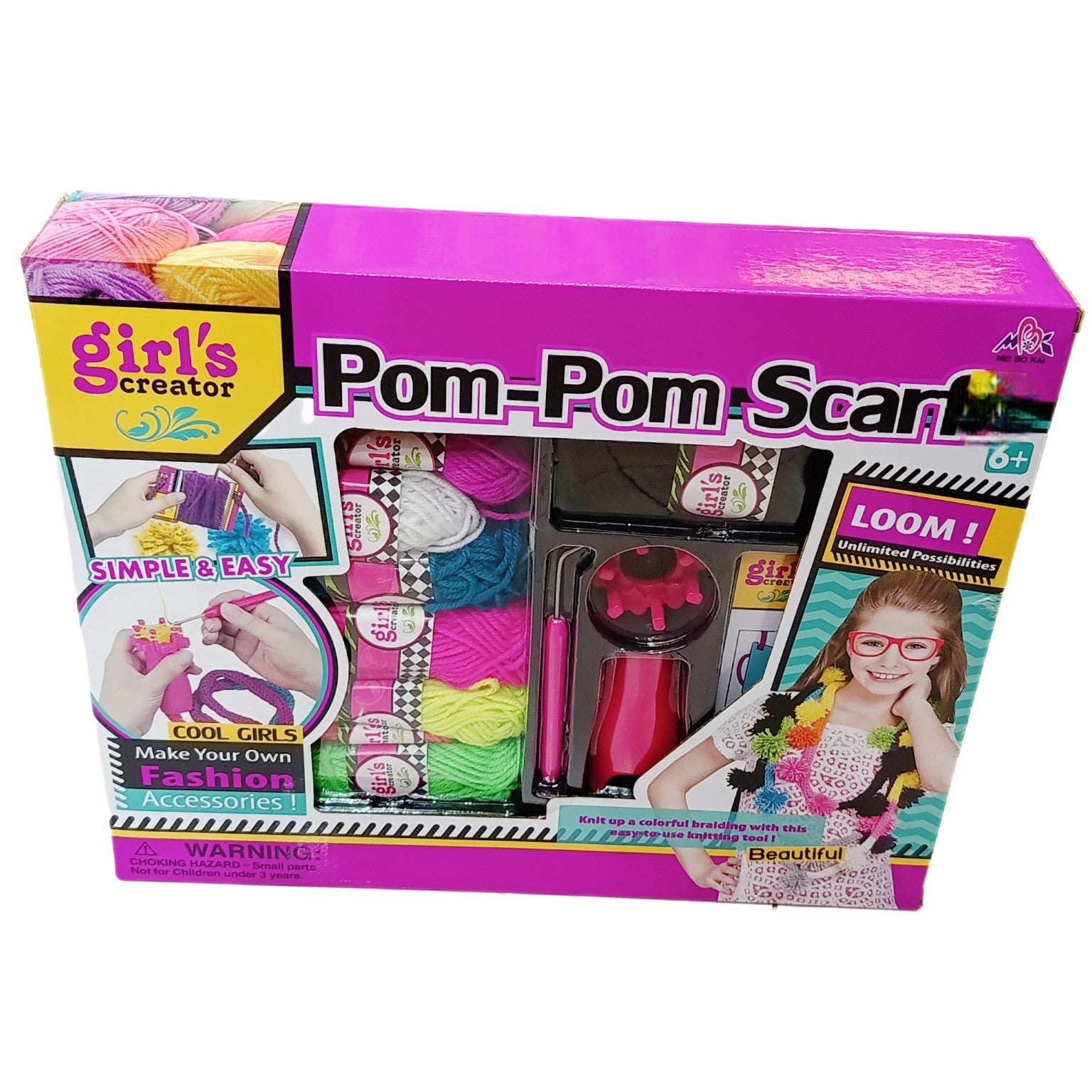 DIY Pom-Pom Scarf Loom Knitting Kit with 9-Color Yarn & Pom-Pom Maker – Model 2746 Secondary image