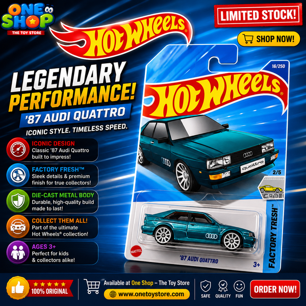 Hot Wheels ‘87 Audi Quattro Die-Cast Car – 1:64 Scale Mattel Toy Car | Classic Audi Quattro Collectible for Kids