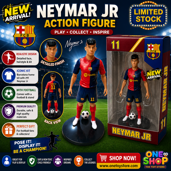 Neymar Jr Football Action Figure – 8 Inch Soccer Toy for Kids | Limited Edition Barcelona Jersey Collectible