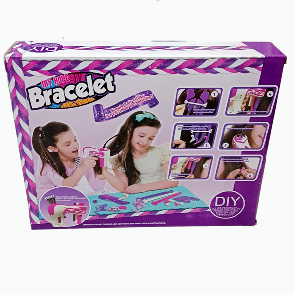 DIY rope bracelet kit packaging showing bracelet-making steps