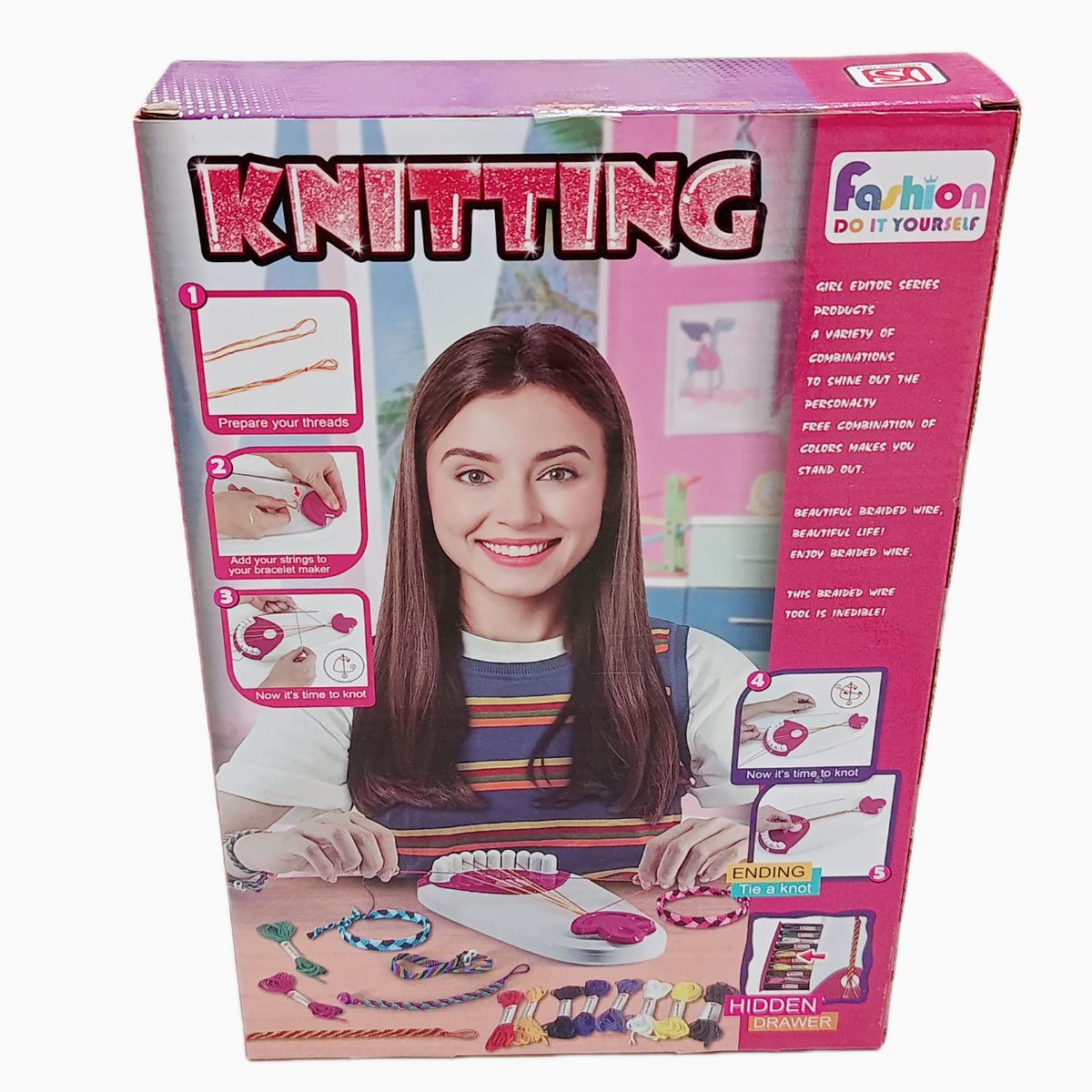 Kausyuan knitting bracelet maker kit back packaging