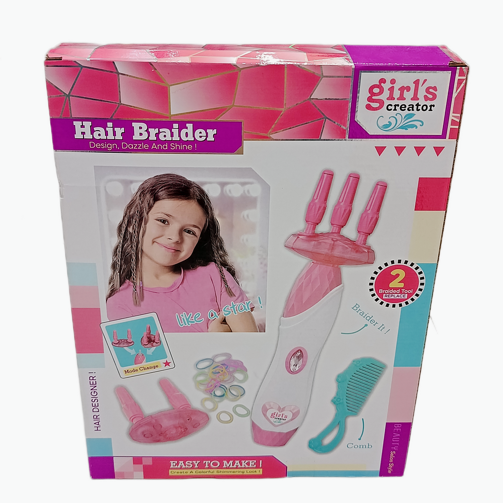 Girls Creator hair braider kit back packaging