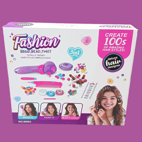 Fashion Braid Bead Twist deluxe hair designer kit back packaging