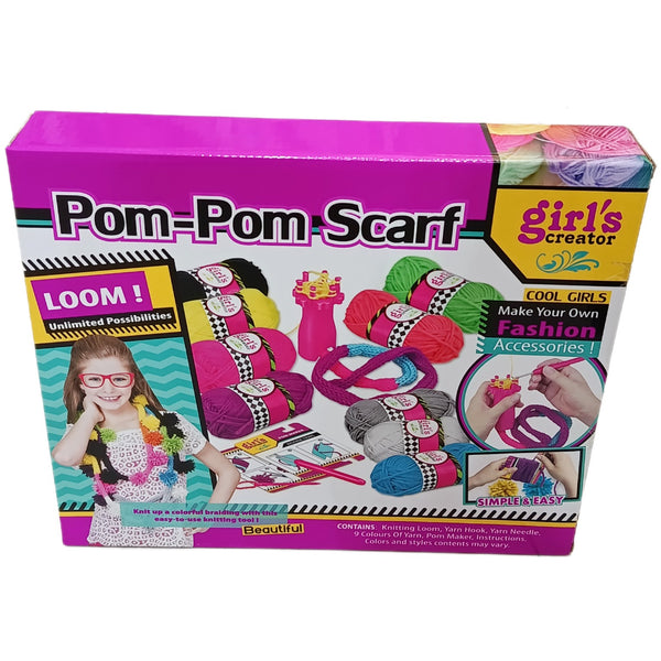 Girls Creator Pom-Pom Scarf loom kit back packaging