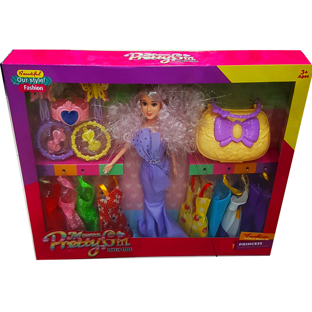 New Arrival: Modern Pretty Girl Doll with 8 Stylish Dresses & Accessories - Perfect Gift for Girls Up To 10 Years  Trendy Toy for Young Fashion Enthusiasts