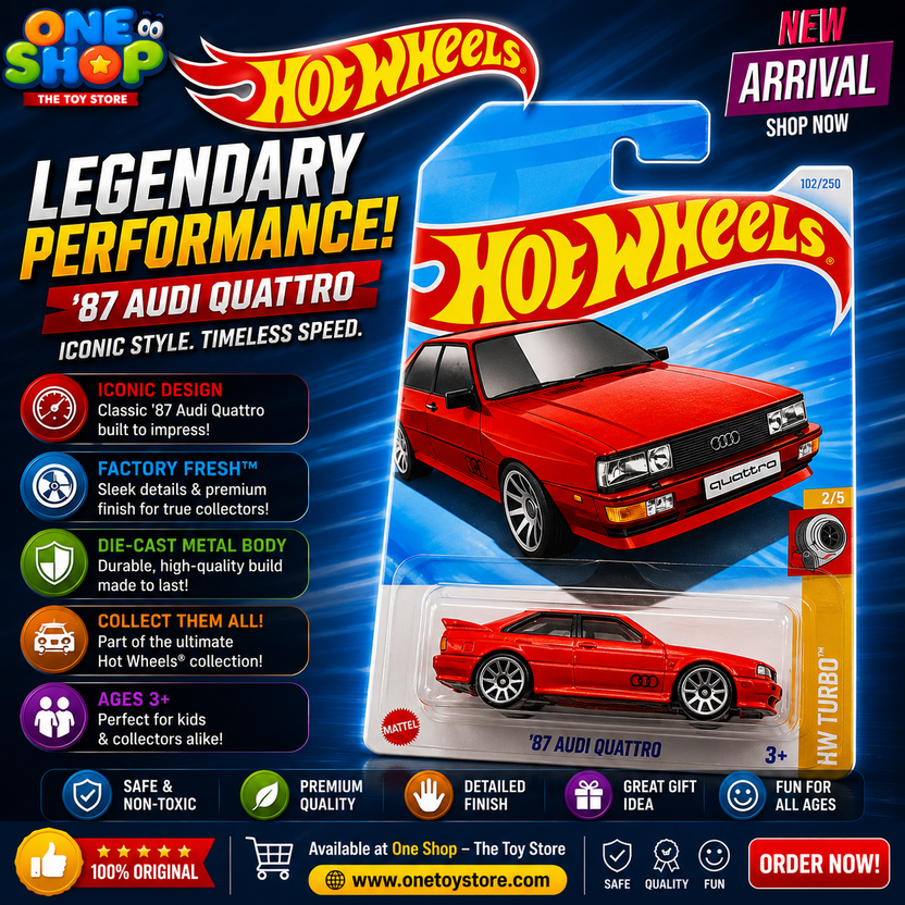 Hot Wheels ’87 Audi Quattro – HW Turbo Series – Red Rally Legend – Die-Cast Sports Car (1:64 Scale) Main image