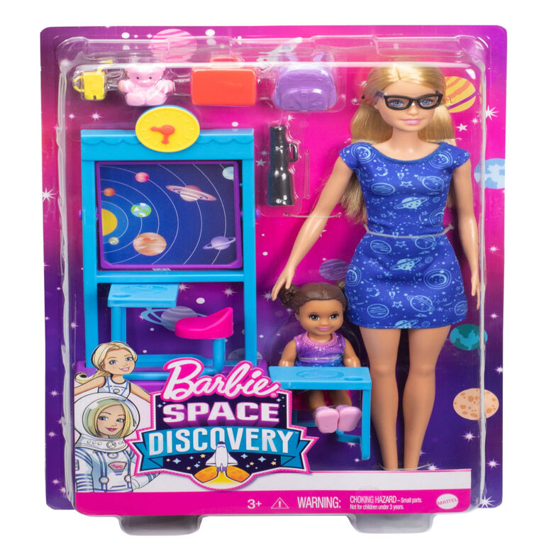 Barbie Space Discovery Barbie Doll and Science Classroom Playset with Student Small Doll