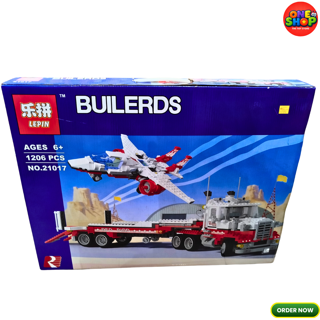 Builders Airplane Transport Truck Building Blocks Set 1206 Pieces – Aircraft Carrier Truck Construction Toy for Kids | STEM Engineering Building Set | DIY Vehicle & Plane Model 6+ Years
