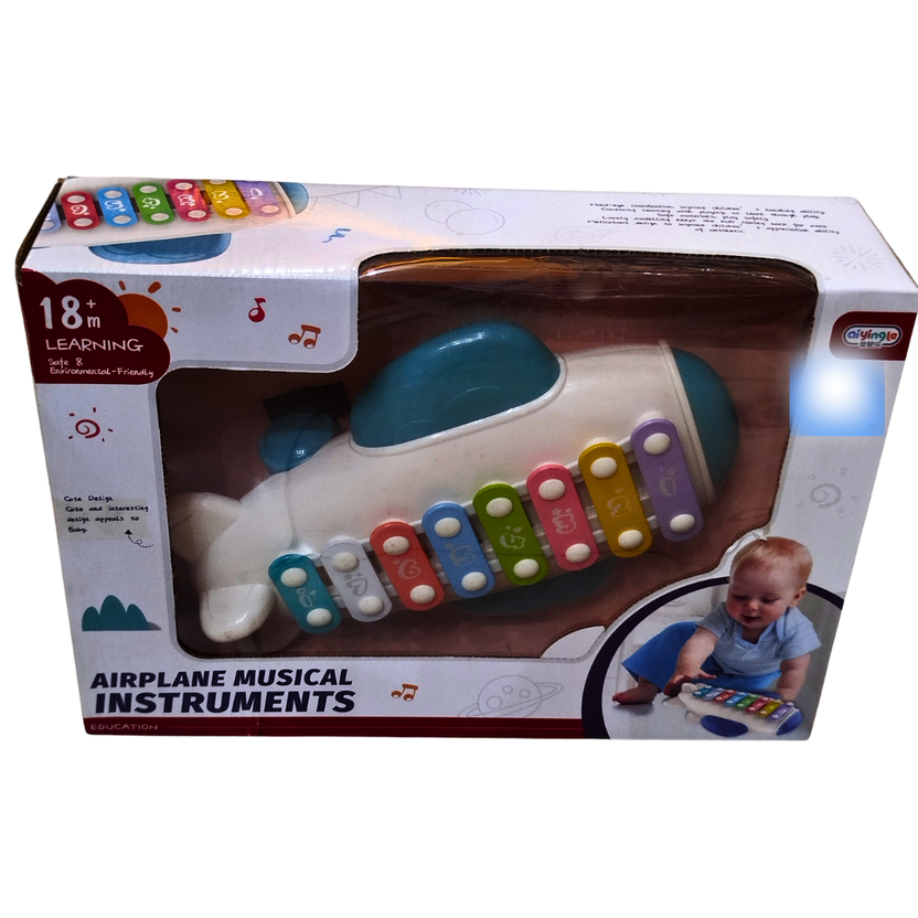 Airplane Musical Instrument Toy for Toddlers – 8-Tone Xylophone Music Learning Toy (18+ Months) | Educational Sound & Light Toy for Kids Main image