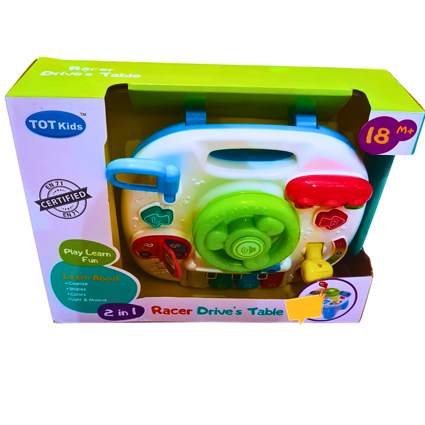 2-in-1 Racer Driver’s Activity Table Toy - Interactive Steering, Lights &amp; Sounds for Toddlers (18+ Months) Main image
