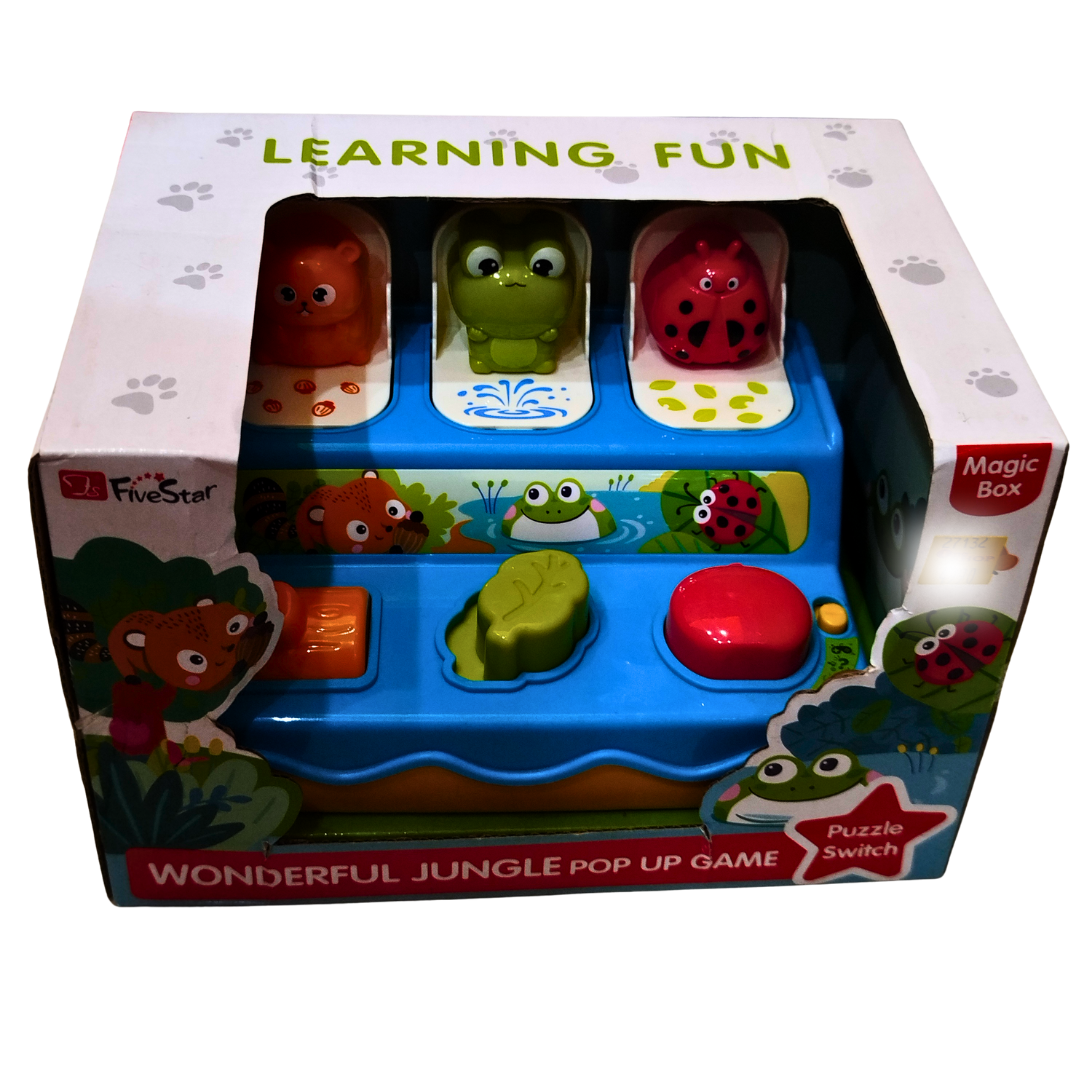 Five Star Wonderful Jungle Pop-Up Game – Interactive Animal Learning Toy for Toddlers (18+ Months) | Educational Pop-Up Puzzle with Buttons & Levers