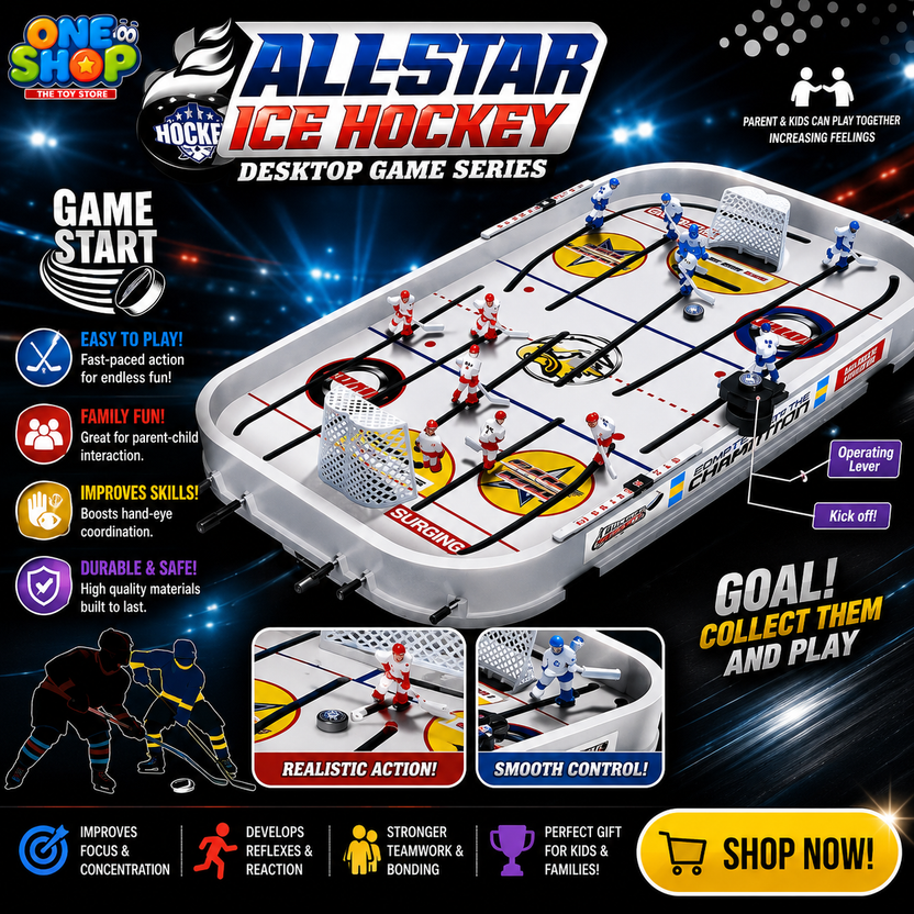 All-Star Ice Hockey Table Game for Kids – Desktop Hockey Board Game with Players & Goal Nets | Interactive Family Sports Game for Boys & Girls Main image