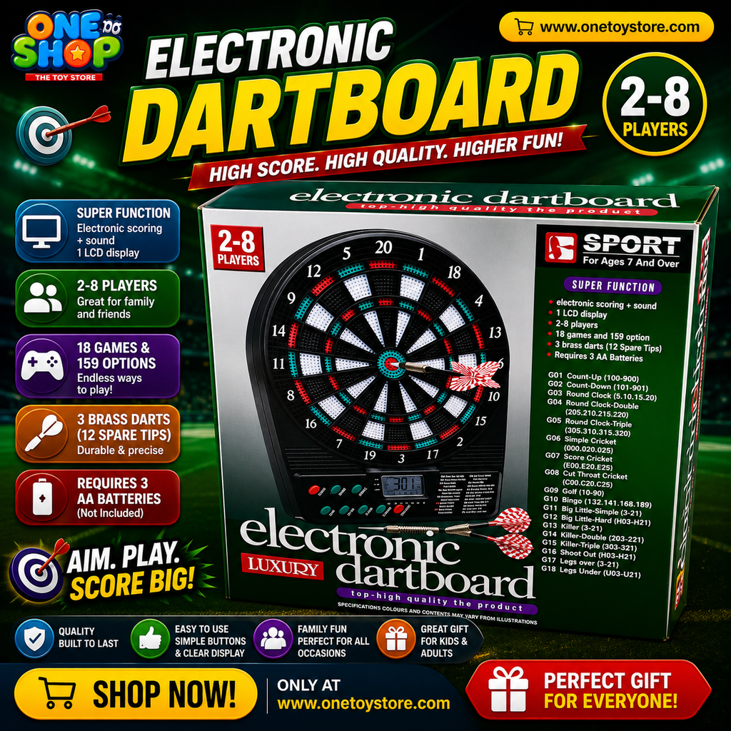 Electronic Dart Board Game with LCD Score Display – Automatic Digital Dartboard Set for Kids & Family | 18 Games, 159 Variations, 2-8 Players