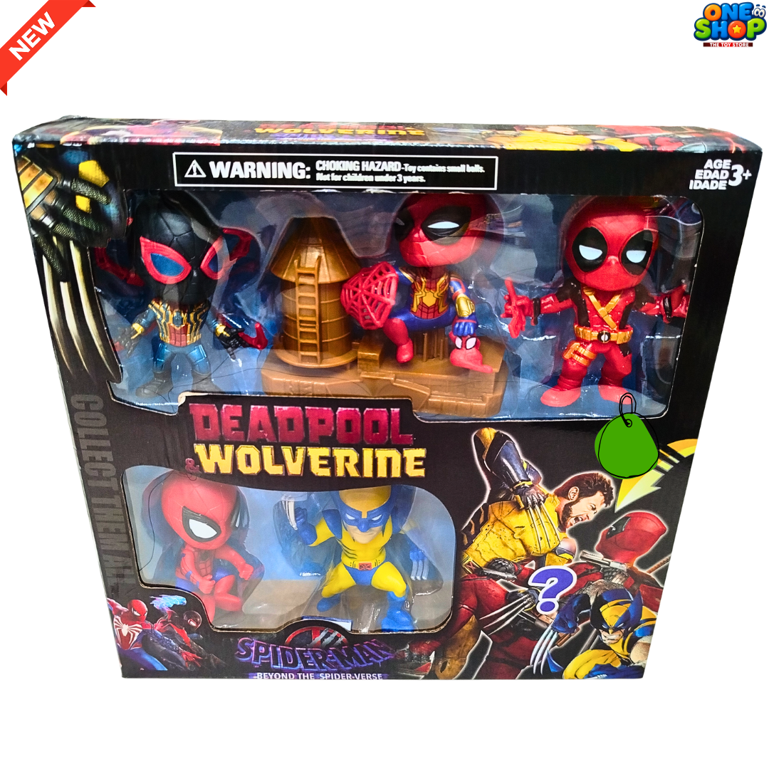 Deadpool & Wolverine Superhero Action Figure Set for Kids – Spider-Verse Collectible Toys with Mini Figures | Avengers Cartoon Toy Gift for Boys & Girls