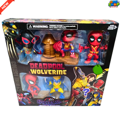 Deadpool & Wolverine Superhero Action Figure Set for Kids – Spider-Verse Collectible Toys with Mini Figures | Avengers Cartoon Toy Gift for Boys & Girls