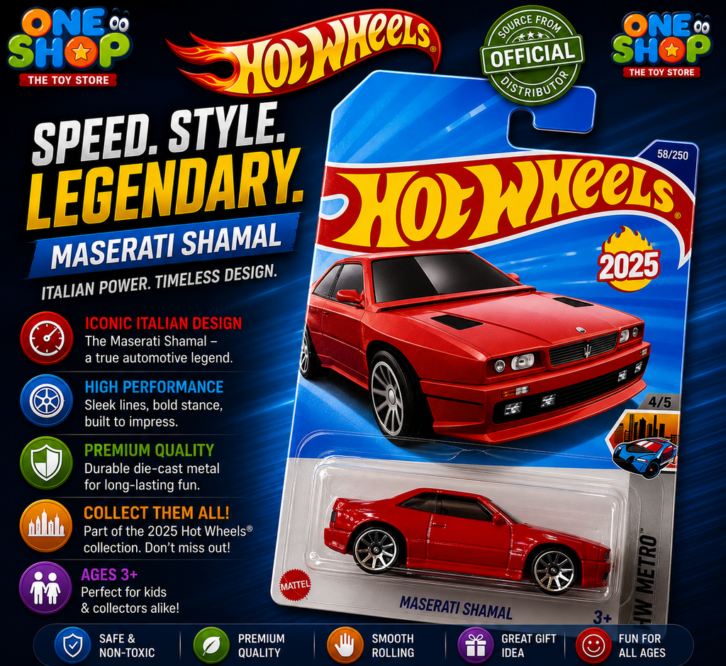 Hot Wheels Maserati Shamal 2025 Die-Cast Car – Red Luxury Sports Car Toy for Kids & Collectors