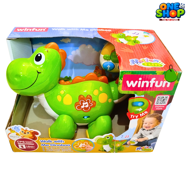 Winfun Walk With Me Dinoboo – Interactive Walking Dinosaur Toy with Music, Lights & Pull Along Fun for Toddlers