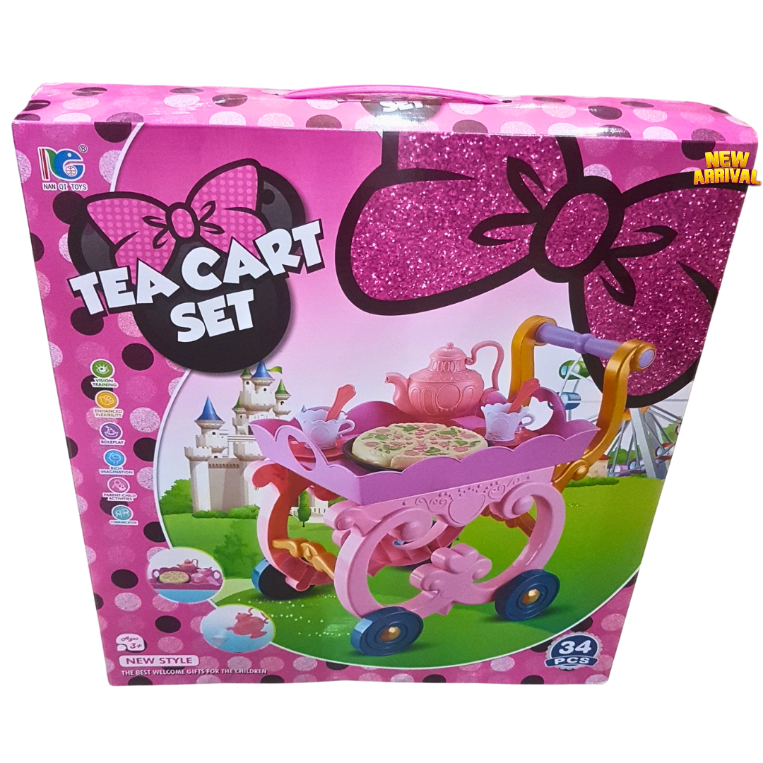 Princess Tea Cart Play Set – 34-Piece Pretend Tea Party Trolley Toy for Girls Ages 3+
