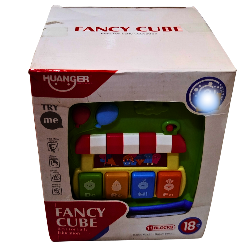 Huanger Fancy Cube Educational Toy – 11-in-1 Activity Cube for Toddlers (18+ Months) | Musical Learning Toy with Lights, Sounds & Shape Sorter Main image