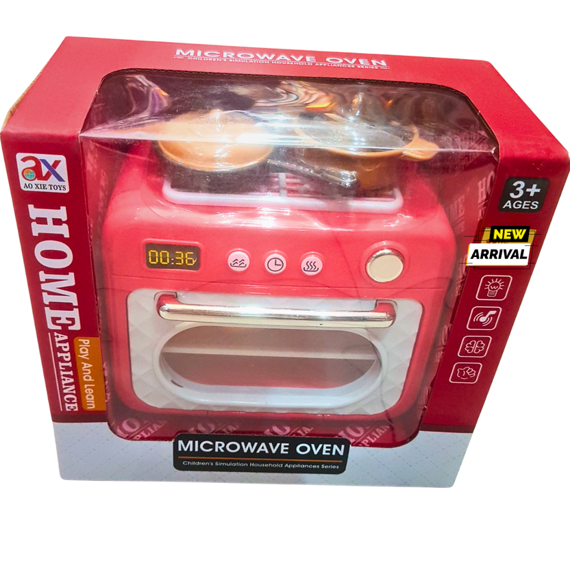 Mini Microwave Oven Toy for Kids – Light-Up Home Appliance Playset with Timer and Sounds – Educational Kitchen Pretend Play (3+ Years) Main image