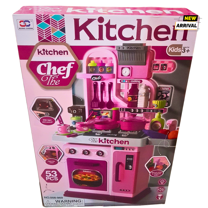 Chef The Kitchen Playset for Kids – 53-Piece Cooking Set with Lights, Sound, and Water Function – Realistic Pretend Play Kitchen (3+ Years) Main image