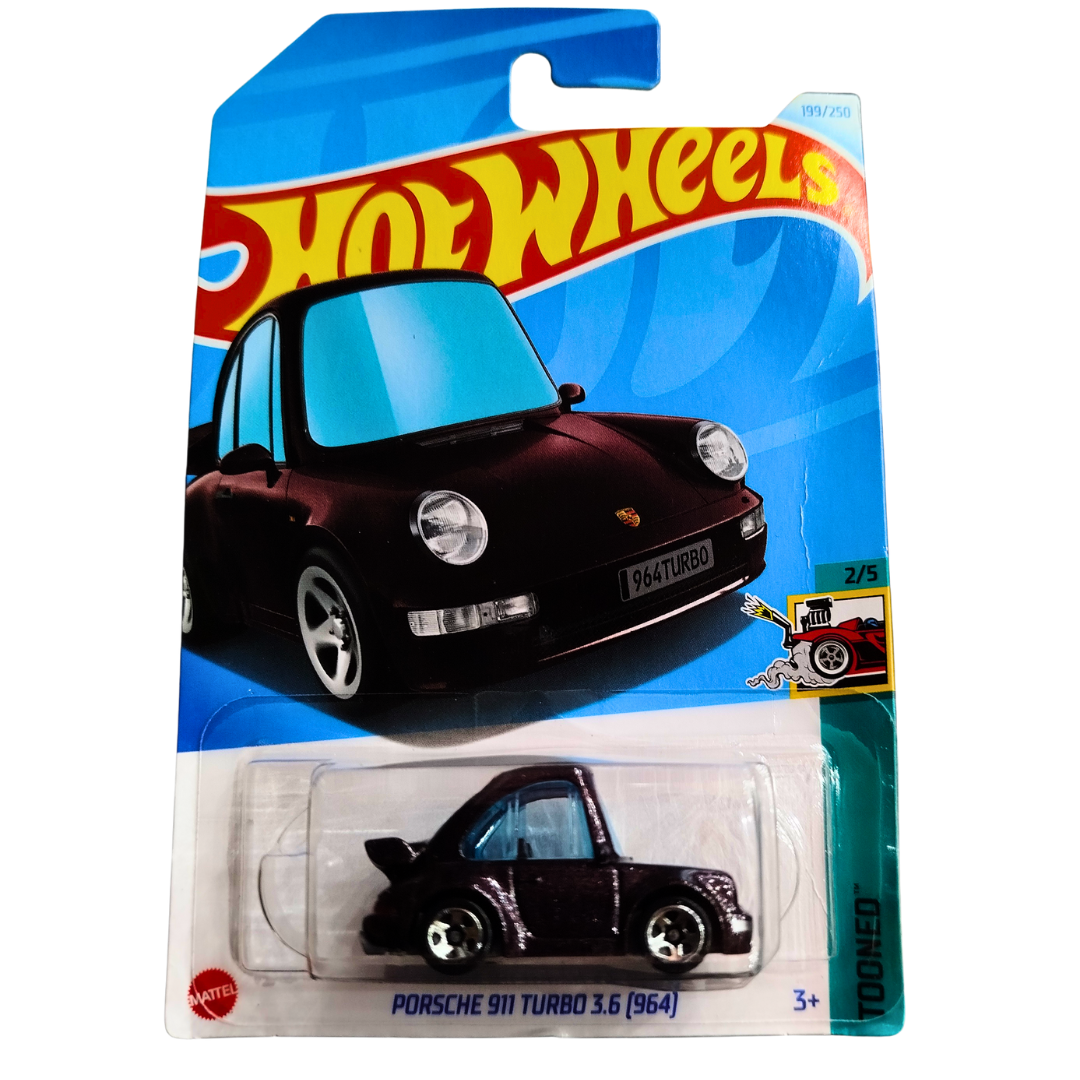 🚗 Hot Wheels Porsche 911 Turbo 3.6 (964) – Tooned Die-Cast Toy Car for Kids (3+) | Fun Cartoon Style