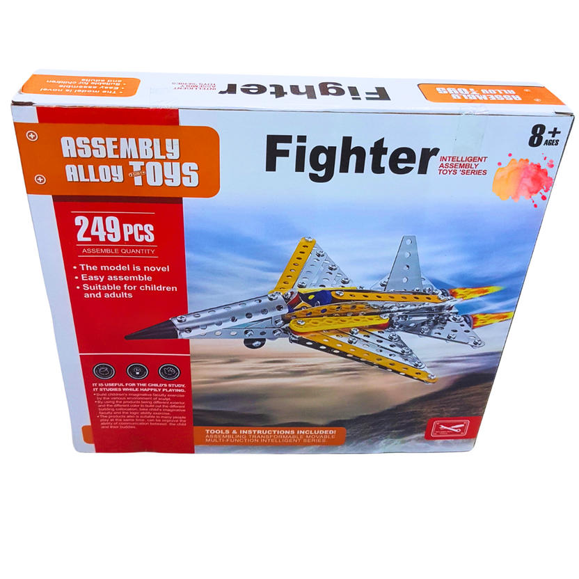 Assembly Alloy Toys Fighter Jet Building Set - 249 Pieces for Ages 8+ Main image