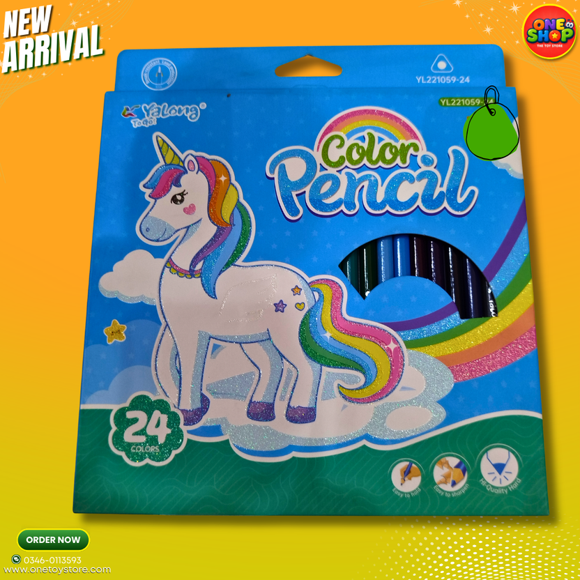 Yalong 24 Colors Unicorn Color Pencils Set for Kids – Cute Cartoon Coloring Pencils for Drawing & School Art Supplies in Pakistan Main image