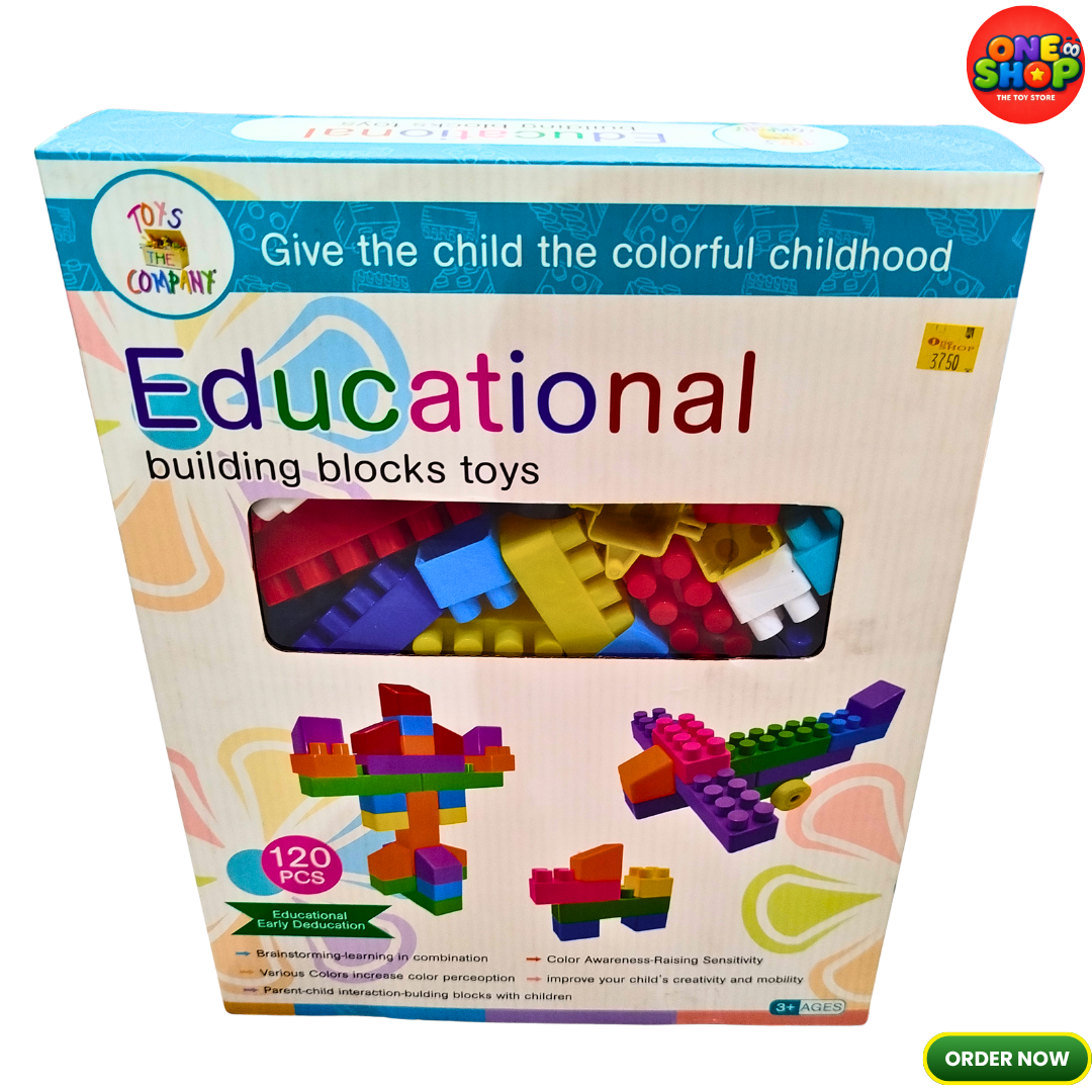 Educational Building Blocks Toy Set 120 Pieces – Creative Construction Blocks for Kids 3+ Years | Early Learning STEM Toy | Colorful Building Bricks Set