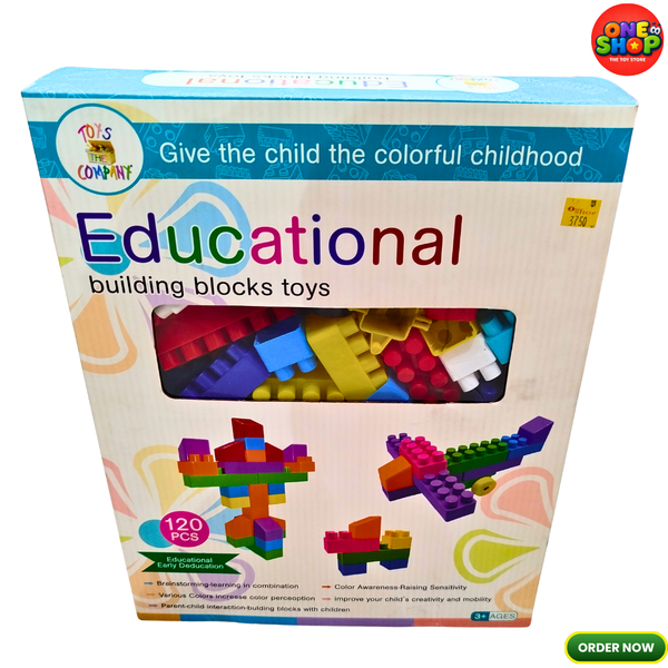 Educational Building Blocks Toy Set 120 Pieces – Creative Construction Blocks for Kids 3+ Years | Early Learning STEM Toy | Colorful Building Bricks Set