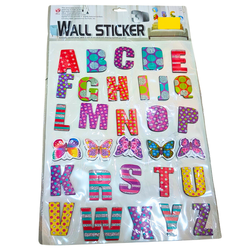 Colorful Alphabet Wall Stickers with Butterfly Designs – Decorative & Educational Stickers for Kids’ Rooms Main image