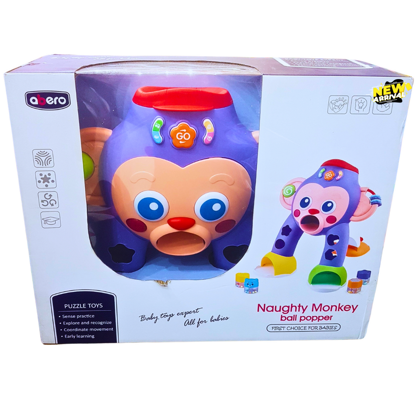 Abero Naughty Monkey Ball Popper – Interactive Early Learning Toy for Babies | Shape Sorter, Music & Movement Play for 12+ Months Main image