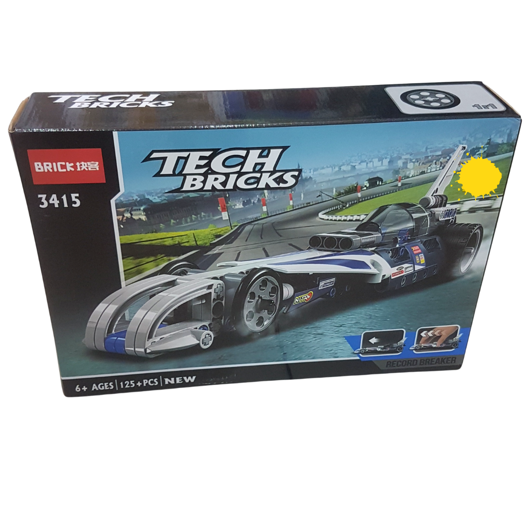 Tech Bricks Record Breaker Building Set - 125+ PCS | STEM Educational Toy for Kids Ages 6+