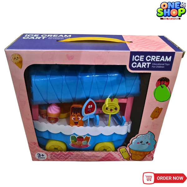 Kids Ice Cream Cart Play Set – Pretend Ice Cream Shop Toy with Dessert Accessories | Educational Role Play Cart for Boys & Girls (3+ Years)