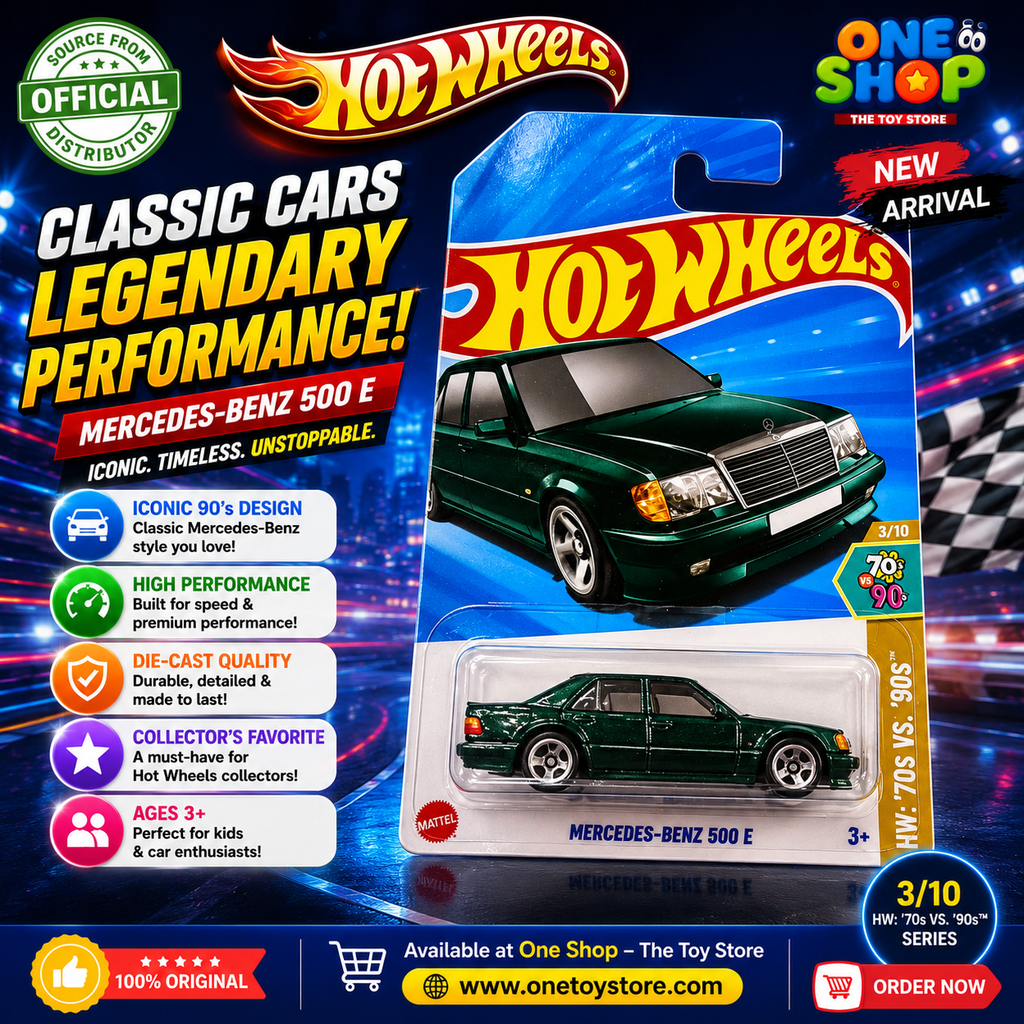 Hot Wheels Mercedes-Benz 500 E Die-Cast Car 2025 – Classic Luxury Sedan Toy Car for Kids & Collectors