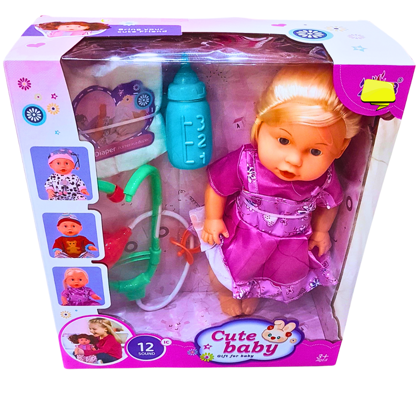 Cute Baby Doll Playset with Accessories – Realistic Sounds and Care Items for Kids 3+ – Fun Role-Play Toy Main image