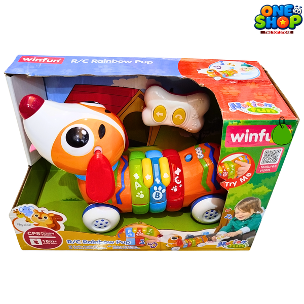 Winfun R/C Rainbow Pup for Toddlers – Remote Control Musical Puppy Toy with Lights, ABC Buttons & Interactive Sounds
