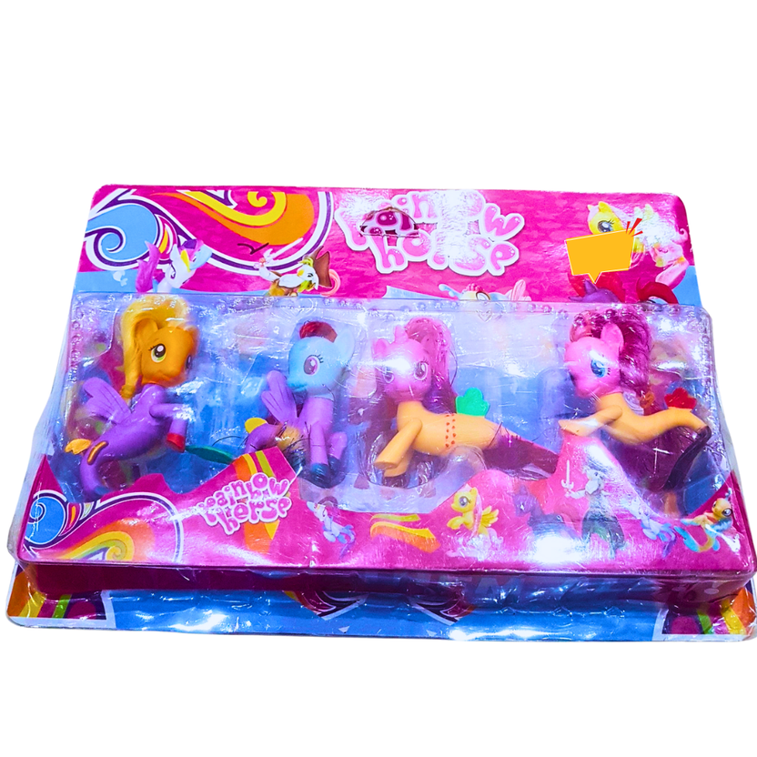 Rainbow Horse Playset - 4 Colorful Pony Figurines for Imaginative Fun | For Kids 3+ Main image