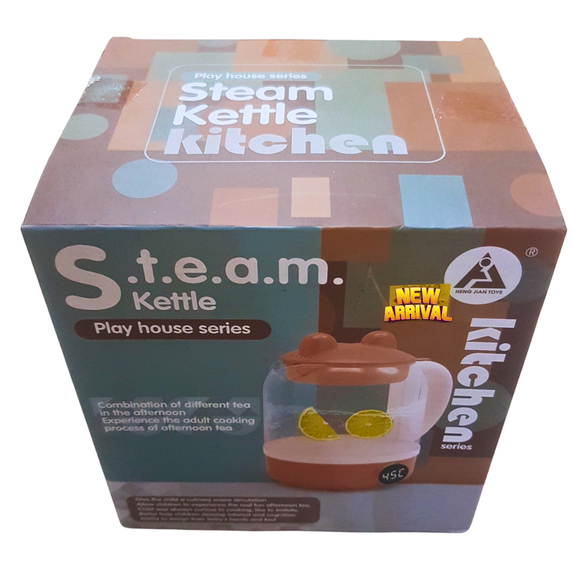 STEAM Kettle Kitchen Toy for Kids – Pretend Play Electric Kettle with Light & Tea Simulation | Play House Kitchen Set Main image