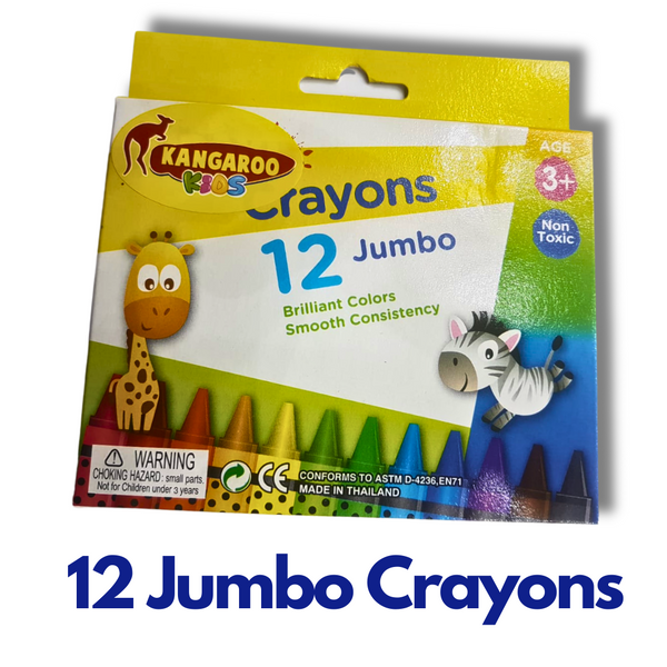 Kid Art 12 Jumbo Crayon Non-Toxic Brilliant colors Smooth consistency