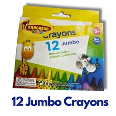 Kid Art 12 Jumbo Crayon Non-Toxic Brilliant colors Smooth consistency