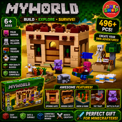 My World Desert Exploration Building Blocks Set – 496+ Pieces Adventure Construction Toy with Figures, Animals & Desert Temple for Kids 6+