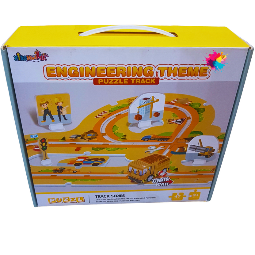 Engineering Theme Puzzle Track Playset for Kids - Build Your Own Construction SiteEngineering Theme Puzzle Track Playset for Kids - Build Your Own Construction Site Main image