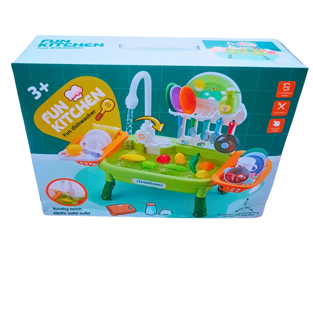 🍽️ Kids Fun Kitchen Sink with Running Water – Pretend Dishwasher Playset for Ages 3+ | Educational Roleplay Toy
