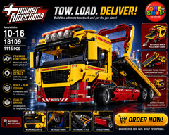 Power Functions Tow Truck Building Blocks Set 1115 Pieces – Motorized Recovery Truck Construction Toy for Kids | Engineering Vehicle Building Set | STEM Educational Toy 10-16 Years