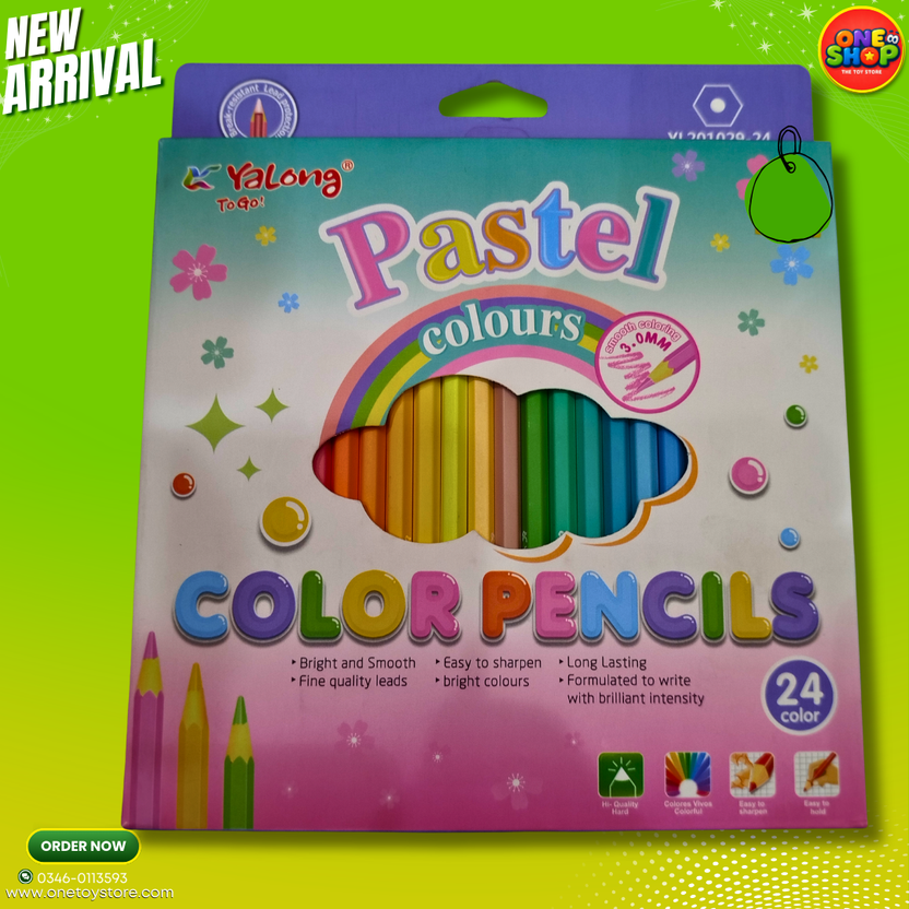 Yalong 24 Pastel Color Pencils Set for Kids – Soft Shade Coloring Pencils for Drawing, School Art Supplies in Pakistan Main image