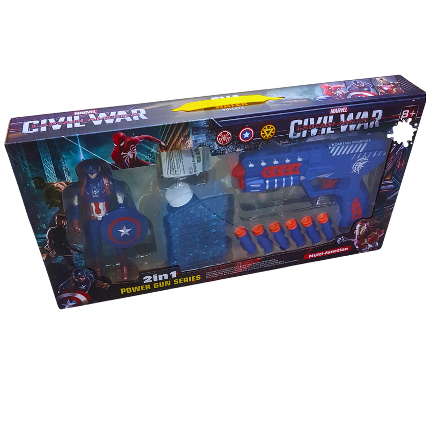 Captain America Civil War Power Gun Set - 2-in-1 Blaster and Action Figure for Kids 8+ Main image