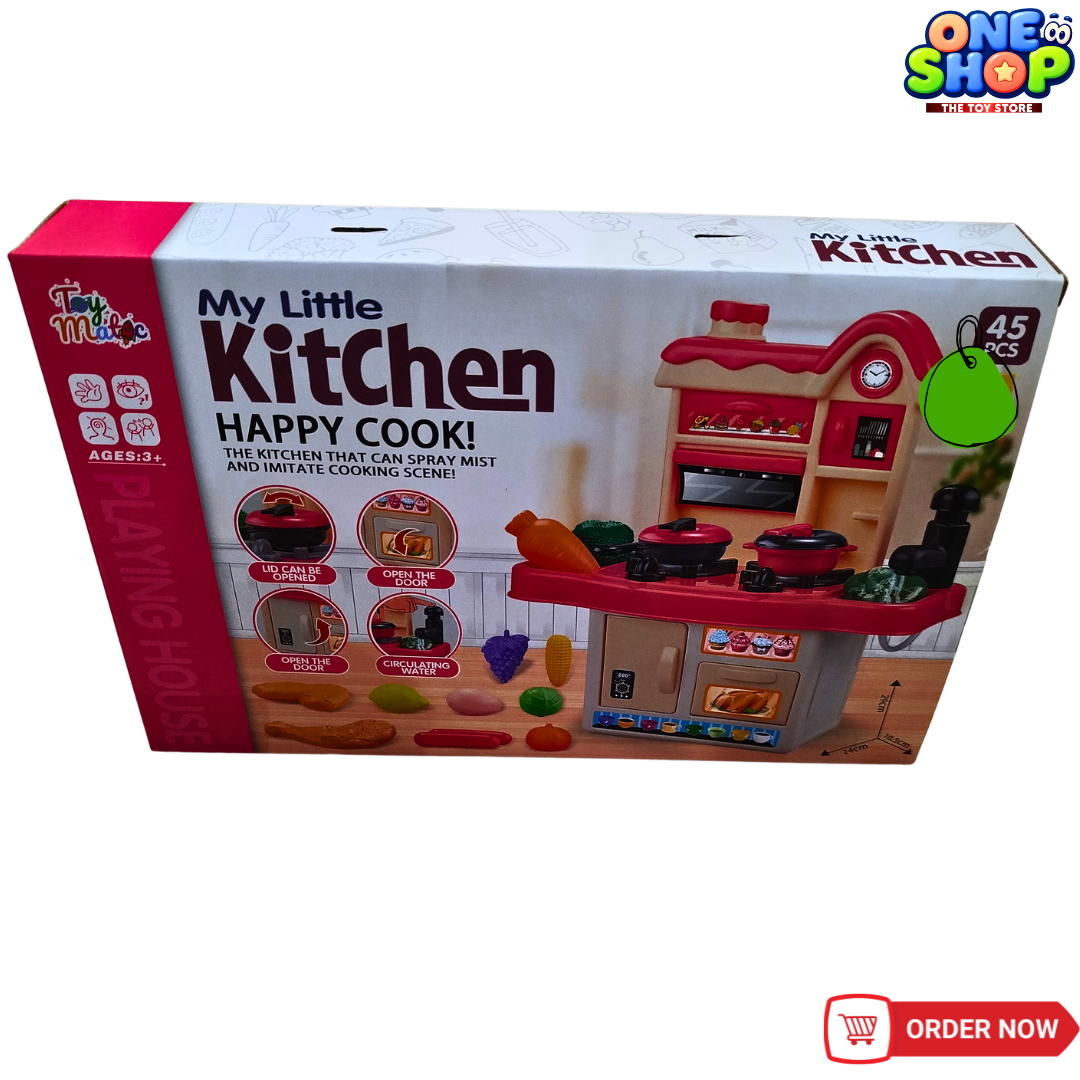 My Little Kitchen Happy Cook Play Set – 45 Pieces Pretend Cooking Kitchen Toy with Spray Mist, Lights & Accessories | Interactive Kitchen Set for Kids (3+ Years) Secondary image