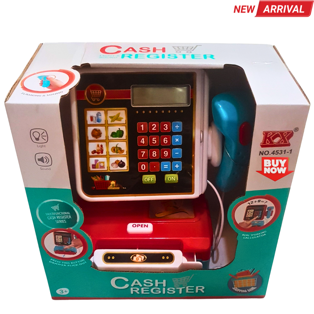 💵 Toy Cash Register for Kids – With Working Calculator, Scanner, Light & Sound (Age 3+) Main image